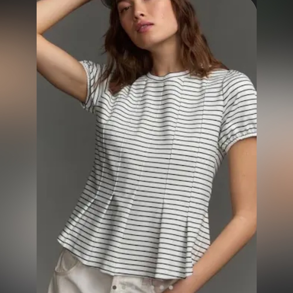 NWT Anthropologie Striped Peplum Top